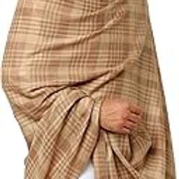 Men's Woven Checks Design Pure Wool Lohi/Woollen Shawl [50" X 100"]-10