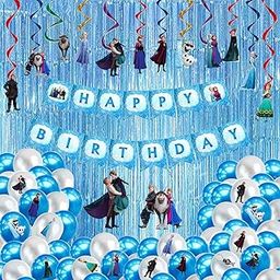 Party Propz Frozen Theme Birthday Decorations - 77 Pcs Elsa Birthday Decorations | Frozen Birthday Decorations | Frozen Balloons for Birthday Decorations | Birthday Decoration Items for Girls-image-44