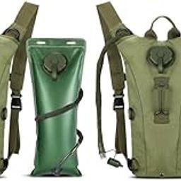 Optifit® Trekking Hydration Backpack with 3L Water Bladder for Men Women Kids Professional Waterproof Tactical Bag for Hiking Biking Running Walking BPA Free Army Green 2PCS-image-85