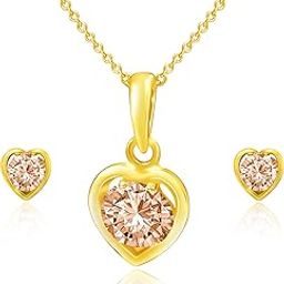 Little Heart Solitaire Pendant Set with Chain | 18K Gold Plated | Gift for Women-image-72
