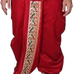 Men's Readymade Elastic Cotton Silk Paithani Style Dhoti For Men, Ready-To-Wear-Dhoti-image-47