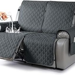 TAOCOCO 100% Waterproof Recliner Covers, Recliner Sofa Covers with Leg Straps, Reversible Recliner Couch Cover for Reclining Chair, Washable Couch Protector for Pets Kids(2 Seater, Dark Gray)-image-86