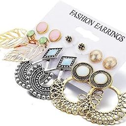 6 Pairs Combo Stylish Drop Earrings for Women (Silver Gold)(9919er)-image-48