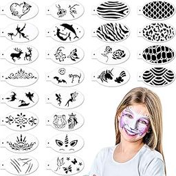 Chinco 24 Pieces Face Paint Stencils for Body Painting and Tattoo Templates - Kids Holiday Halloween Makeup Art (Cute Style)-29