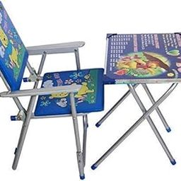 Grazia Kids Durable Wooden Folding Study Table Chair Set (2-8 Years) - Large-Blue-Made in India-image-6