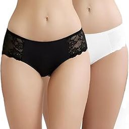 Panty for Womens Underwear Cotton Bikini Panties Side Lace Soft Hipster Panty Ladies Stretch Full Girls Briefs Panties Pack-image-47