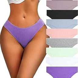 Women 6 Pack Cotton Underwear for Women Low Rise Ribbed Hipster Breathable Soft Womens Bikini Panties Cheeky S-3XL-image-98