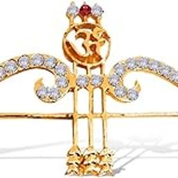 Adhvik Unisex Metal Diamond Nug Stone Enamel Symbol Khatu Shyam Teen Baan Lapel Pin Dhanush Brooch For Wedding, Parties, Get-Together Functions-42