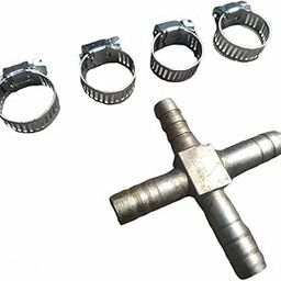 ENINE LPG Commercial high Pressure -"+" Joint - 4 Way Nozzle LPG T Hose Joiner Barbed Splitter Connector Adapter Air Fuel Water Pipe Gas | Gold (+ Point Free 4 Clip)-image-33