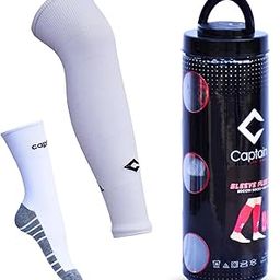 CAPTAIN SLEEVE PLUS Ankle Length socks, Over the Knee leg sleeves Solid Football Stockings,UV ray Protection Football Socks-image-7