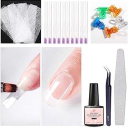 Fiberglass Nail Extension Kit Magical Silk Fiberglass Nail Form Wrap Quick Building Fiber Extension Gel, Nail File, Tweezers, Nail Tips Clip for Gel Extension Nail Art-42