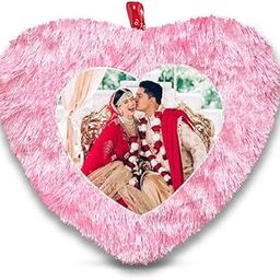 Fur Personalized Gift Photo Cushion for Boyfriend Girlfriend Husband Wife on Occasions Valentine's Day Birthday Anniversary Special Love Gift Heart 15x17 inch, Pink (PC49)-image-10