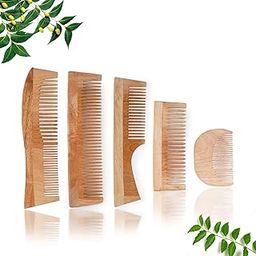 INSIME Neem Wooden Comb set | Hair comb set combo for Women & Men hair styling | Premium Kachi Neem wood Comb Kangi hair comb set for women | women hair growth comb set (Set of 5)-image-29