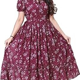 Women's Printed Georgette Regular Fit Round Neck Short Sleeve Fancy Flare Long Dress-image-87