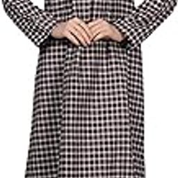 Women's Woolen Winter Checked Nighty Maxi Gown Cotswool Nightwear with Pocket WSR-130-image-1
