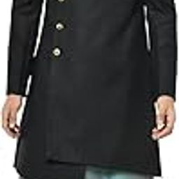 Men Black Solid Kurta Indowestern Sherwani Patiyala Set-picture-16