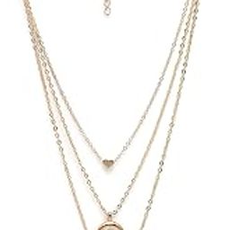 Latest 3 Layered Western Non Precious Base Metal Gold Plated Pendant Necklace for Women|Birthday Gift for Girls And Women Anniversary Gift for Wife| Gifts Collection|N106621-44