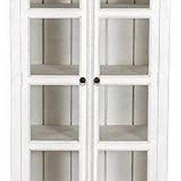 Kraft Bazaar Solid Wooden Display Cabinet | Glass Door Storage Cabinet for Living Room, Kitchen and Office (Mango White Distressed Edge)-image-5