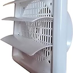 CAMCASA 6 Inch Exhaust Fan Vent Cover for Chimney Pipe | White Plastic Airflow Cowl with Louvers | Pest Guard Grill | Opens with Airflow, Closes When Idle | Wall Mount Duct Cap for Ventilation-23