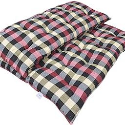FITWAY Cotton Floor Mattress, Tufted Quilted Cushion, Black Red White Checkered Pattern, 6x4 feet, Medium-Firm-image-23