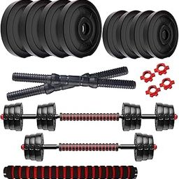 Amazon Brand - Symactive 16 Kg 3-in-1 Convertible Dumbbells Fitness Kit for Full Body Workout (1 Kg x 4 + 3 Kg x 4 Weight, 14'' Dumbbell Rods Pair & Nuts, 1 Cushioned Connector Rod)-image-19