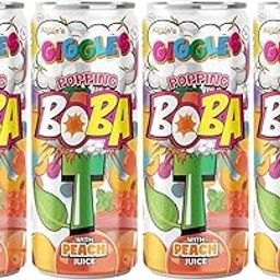 Abbie's Giggles Popping Boba Bubble Tea Peach Juice Drink, 320ml Cans, Pack of 4 Ready to Serve Beverage-image-40