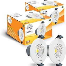 wipro Garnet 3W Round Led Mini Spotlight|Cob Spotlight for Ceiling|Warm White Light (2700K)|Adjustable Design|Recessed Tiltable Downlighter for False Ceiling|Cutout - 58Mm|Pack of 2, Polycarbonate-image-40