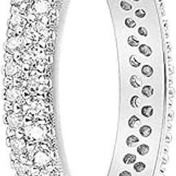 Rings for Women White Crystal Ring Silver Plated Double Row Eternity Band Ring for Women and Girls Valentine Gift for Girls-image-33