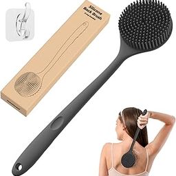Manmihealth Silicone Back Brush (New Version) Back Scrubber with 15" Long Handle, Lightweight Body Brush for Shower and Skin Exfoliating Scrub.1 Pcs (Black)-image-62