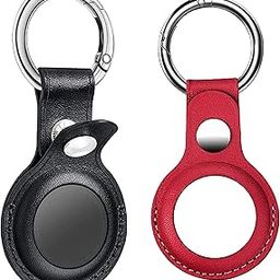CONTACTS Airtag Premium Leather Key Ring Holder Case Cover Compatible with Apple Airtag (Black & RED)…-picture-12