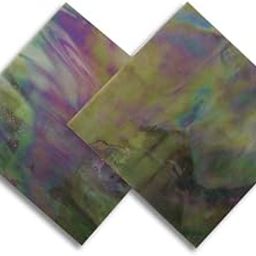 Stained Glass from Sai Mosaic Art, 2 Pc of 4"x4" for Mosaic Work Iridescent Green-image-2