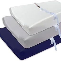 AMROSE 3 Pack Easy Care Changing Pad Covers, Ultra Soft Microfiber Diaper Change Table Sheets for Baby Boys and Girls, White & Gray & Navy-image-20