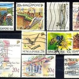 Stampex Isc Singapore Stamps, 10 Different Large Stamps, All Large Genuine Postage Stamps Stampex, Multicolor-image-27