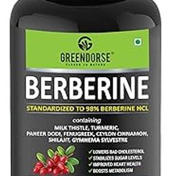 GREENDORSE Berberine HCl 98% - 8 IN 1 GDA Formulation- With Milk Thistle, Gymnema Slyvestre, Ceylon Cinnamon, Indian Rennet (Paneer Dodi), Turmeric, Shilajit, Fenugreek etc | Support Blood Sugar, Liver, Lower Cholesterol, PCOS supplement- 60 Veg Capsules-image-93