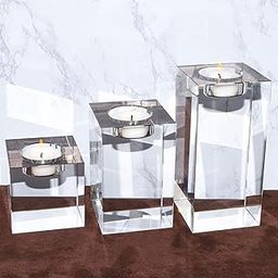 Ecomology Acrylic Crystal Candle | Home Large Crystal Candle Holders Set of 3 | Pre-Packaged Elegant Heavy Solid Square Tea Light Holders Set for Home Decor & Diwali Decoration (3.7 | 2.5 | 2.3 Inch)-image-61