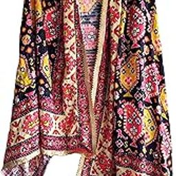 Pakistani Dupatta for Women (2.25M) | Chinnon with Heavy Mirror & Bead Handwork | Multicolor Elegant Design Chunni for Weddings, Festivals, Casual, Garba Dress-image-2