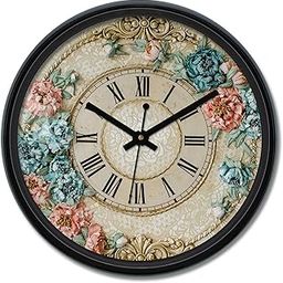 Amazon Brand - Solimo 12-inch Plastic & Glass Wall Clock - Victorian Bliss (Silent Movement), Black-31