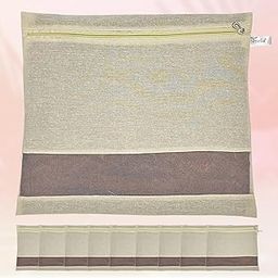 SITTELLA Pack Of 10 Cotton Saree Clothes Bags/Covers/Poches For Storage With Zip Closure (16 X 14 Inches, Beige)-picture-24