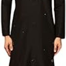 Men's Kurta Dhoti Set, Pink Cotton Blend, Embroidered Regular Fit Mandarin Collar Long Sleeves-image-23