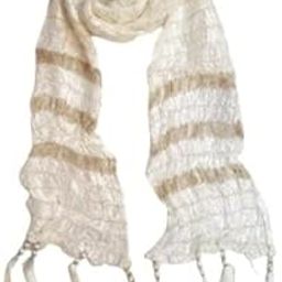 Crush Silk Stole for Men, white with golden Stripes, 250 x 20 cm-picture-11
