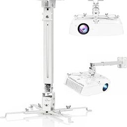 QUARSON 2024 Version Universal Certified 5 to 6 feet/60 to 72 -inch Adjustable Projector Ceiling and Wall Mount Kit Bracket Stand with Tilt Option (Weight Capacity of 50 kgs 5ft, White, Alloy#2-image-23