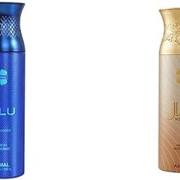 Ajmal Blu Perfume Deodorant 200ml Body Spray Gift For men & Ajmal Wisal Perfume Deodorant 200ml Body Spray Gift For Women Combo-41