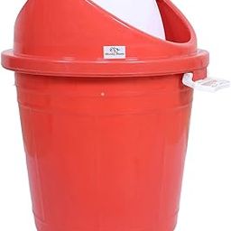 Heart Home Swing Top Lid Dustbin|Plastic Garbage Basket & Round Trash Can|Waste Bin with Lid For Home,Bathroom,Office,Washrooms,30 Litre (Red)-5