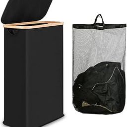 SHIPLORD® Space-Saving Foldable Laundry Hamper with Lid & Bamboo Handles - Slim Laundry Basket for Small Spaces-image-40