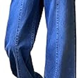 Women's Blue Denim High Waist Wide Leg Jeans Pant, Baggy Jeans for Women (192 Jeans)-image-42