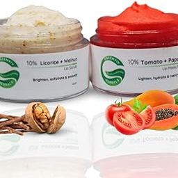 Greenviv 10% Walnut + Licorice Lip Scrub & 10% Tomato + Papaya Lip Mask | Gently Exfoliates, Nourishes & Revives Dry, Chapped Lips | 20gm(Pack of 2)-56
