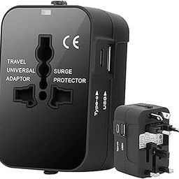 EYUVAA LABEL Universal Travel Adapter with Type-C & USB-A Ports| All-in-One International Travel Adapter| Power Plug Adapter Type C Charger for Phone, Laptop, Mobile, Camera, Tablet (Black)-15