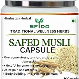 Sfido Safed Musli | Safed Musli Capsules | For Immune System, Bone Joint Care, Relieving Stress | Helps In Energy, Stamina-image-16