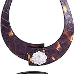 Handmade Glossy Patent Leather Necklace & Bracelet Set for Women,Dual tone Croco Print Western Concho Pendant Choker bracelet combo, Boho Jewellery Gift set for Girlfriend or Daughter-image-78