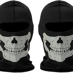 Nuoxinus Mesh 2 Pack Balaclava Black Ghosts Skull Full Face Mask for Men Women Cosplay Party Halloween Motorcycle Bike Cycling Outdoor Skateboard Hiking Skiing, Black, One Size-image-39